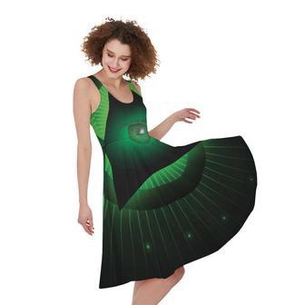 Green Masonic Eye Print Sleeveless Knee Length Dress | Newhawaiianshirts