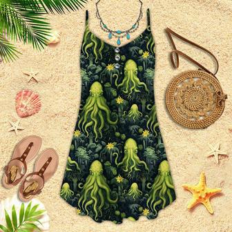 Green Octopus Spaghetti Strap Summer Dress | Newhawaiianshirts AU