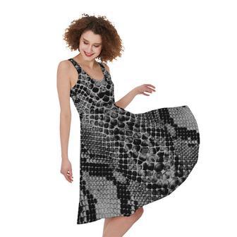 Grey And Black Snakeskin Print Sleeveless Knee Length Dress | Newhawaiianshirts