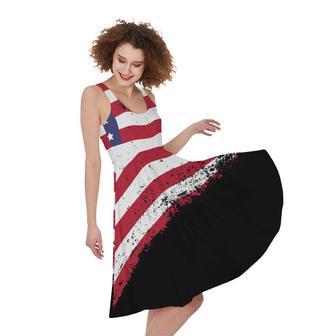 Grunge American Flag Print Sleeveless Knee Length Dress | Newhawaiianshirts DE