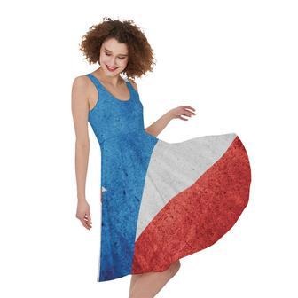 Grunge Puerto Rican Flag Print Sleeveless Knee Length Dress | Newhawaiianshirts