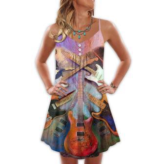 Guitar Abstract Colorful Lover Guitar Art Style - V-Neck Sleeveless Cami Dress | Newhawaiianshirts UK