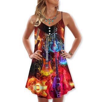 Guitar Lover Acoustic Beautiful Colorful - V-Neck Sleeveless Cami Dress | Newhawaiianshirts AU