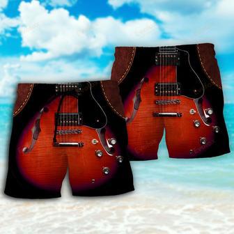 Guitar Red Vintage Leather Beach Short | Newhawaiianshirts AU