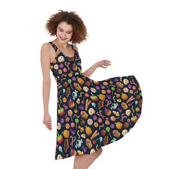 Halloween Candy Pattern Print Sleeveless Knee Length Dress | Newhawaiianshirts AU