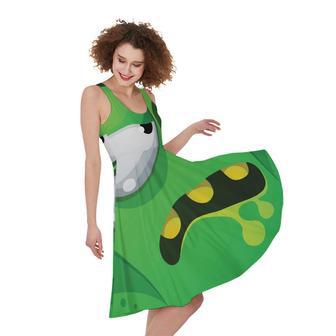 Halloween Frankenstein Face Print Sleeveless Knee Length Dress | Newhawaiianshirts