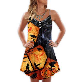 Halloween Raven Pumpkin Scary - V-Neck Sleeveless Cami Dress | Newhawaiianshirts DE