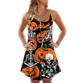 Halloween Skeleton Pumpkin Scary - V-Neck Sleeveless Cami Dress | Newhawaiianshirts UK