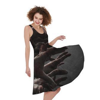 Halloween Zombie Hands Print Sleeveless Knee Length Dress | Newhawaiianshirts UK