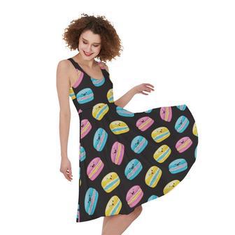 Happy Macarons Pattern Print Sleeveless Knee Length Dress | Newhawaiianshirts DE