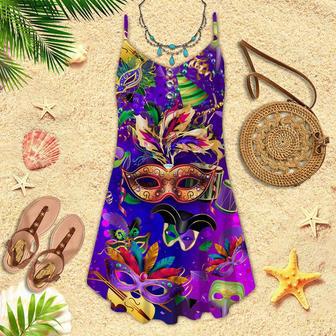 Happy Mardi Gras Aloha Spaghetti Strap Summer Dress | Newhawaiianshirts CA