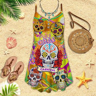 Happy Mardi Gras Carnival Spaghetti Strap Summer Dress | Newhawaiianshirts UK