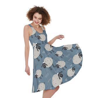 Happy Sheep Pattern Print Sleeveless Knee Length Dress | Newhawaiianshirts CA