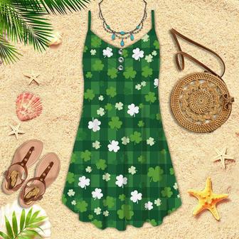 Happy St Patricks Day Shamrock Tartan Aloha Spaghetti Strap Summer Dress | Newhawaiianshirts CA