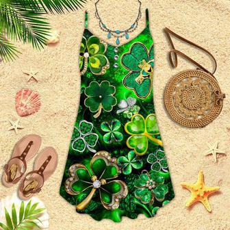 Happy St.Patrick's Day Clover Leaf Spaghetti Strap Summer Dress | Newhawaiianshirts UK