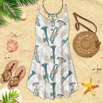 Happy Trumpet Musical Performance Pattern Spaghetti Strap Summer Dress | Newhawaiianshirts DE