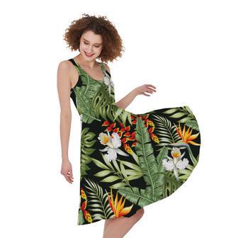 Hawaii Tropical Plants Pattern Print Sleeveless Knee Length Dress | Newhawaiianshirts AU