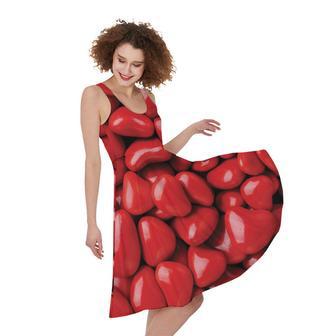 Heart Chocolate Candy Print Sleeveless Knee Length Dress | Newhawaiianshirts