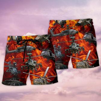 Helicopter On Fire Beach Short | Newhawaiianshirts UK