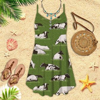 Herd Cows On The Meadow Spaghetti Strap Summer Dress | Newhawaiianshirts CA