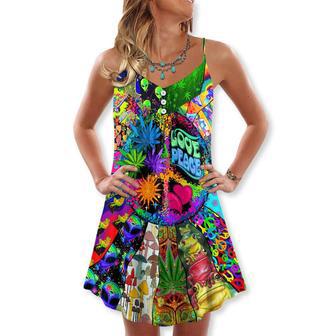 Hippie Alien Frogs Love Peace - V-Neck Sleeveless Cami Dress | Newhawaiianshirts CA