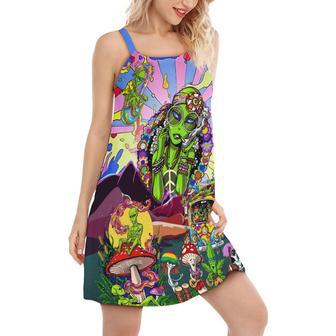 Hippie Alien Peace Life Color - Women's Sleeveless Cami Dress | Newhawaiianshirts AU