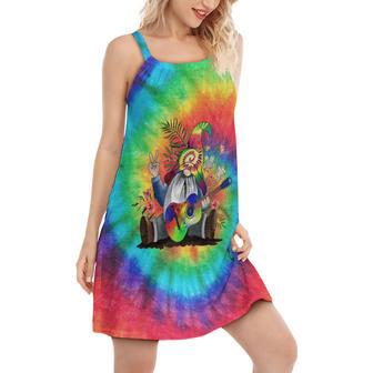 Hippie Believe In The Power Of Music Hippie Gnome - Women's Sleeveless Cami Dress | Newhawaiianshirts CA