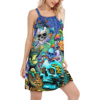 Hippie Die Once Live Forever Skull Mushroom - Women's Sleeveless Cami Dress | Newhawaiianshirts CA