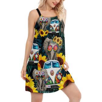 Hippie Elephant Wonderful Camping - Women's Sleeveless Cami Dress | Newhawaiianshirts