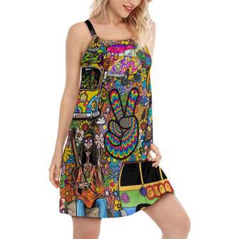 Hippie Flower Style Wild Heart - Women's Sleeveless Cami Dress | Newhawaiianshirts CA