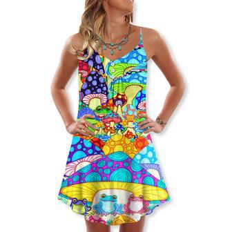 Hippie Frog Mushroom Hippie Colorful Art Peace - V-Neck Sleeveless Cami Dress | Newhawaiianshirts CA