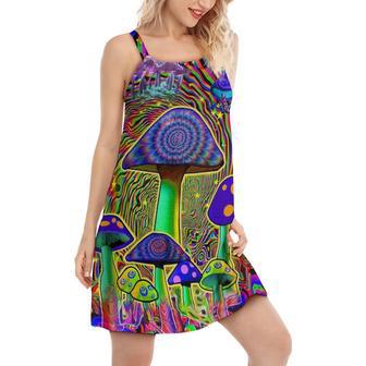 Hippie Mushroom Love Color - Women's Sleeveless Cami Dress | Newhawaiianshirts AU