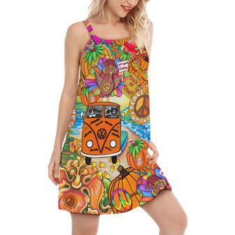 Hippie Pumpkins Bus Colorful - Women's Sleeveless Cami Dress | Newhawaiianshirts DE