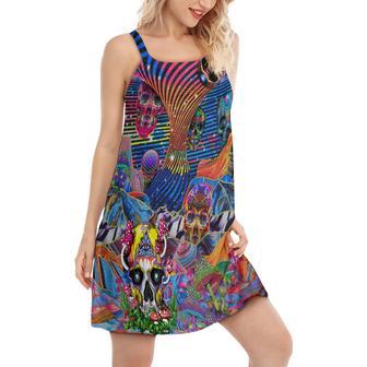 Hippie Skull Love Life - Women's Sleeveless Cami Dress | Newhawaiianshirts