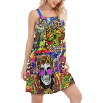 Hippie Skull Rock And Roll - Women's Sleeveless Cami Dress | Newhawaiianshirts DE