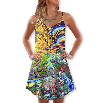 Hippie Turtle Colorful Art Peace - V-Neck Sleeveless Cami Dress | Newhawaiianshirts UK