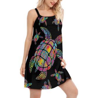 Hippie Turtle Love Ocean - Women's Sleeveless Cami Dress | Newhawaiianshirts DE