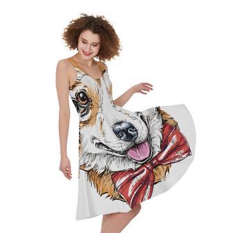 Hipster Pembroke Welsh Corgi Print Sleeveless Knee Length Dress | Newhawaiianshirts AU