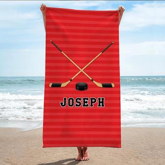 Hockey Theme Personalized Beach Towels Adults Kids Unique Design | Newhawaiianshirts