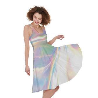 Holographic Art Print Sleeveless Knee Length Dress | Newhawaiianshirts AU