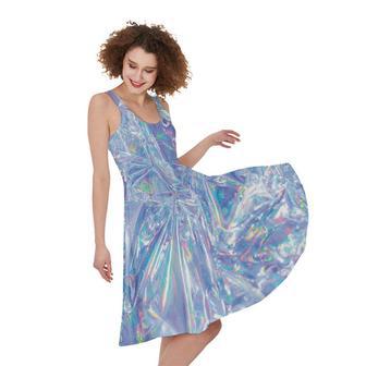 Holographic Artwork Print Sleeveless Knee Length Dress | Newhawaiianshirts