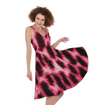 Hot Pink And Black Cheetah Print Sleeveless Knee Length Dress | Newhawaiianshirts AU