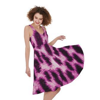 Hot Purple And Black Cheetah Print Sleeveless Knee Length Dress | Newhawaiianshirts