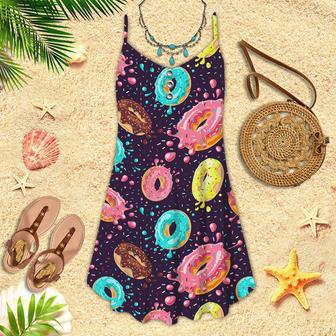 I Love Donuts Life Is Better Spaghetti Strap Summer Dress | Newhawaiianshirts UK