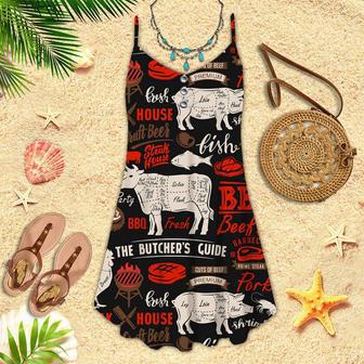 I Love The Smell Of BBQ In The Morning Barbeque Spaghetti Strap Summer Dress | Newhawaiianshirts UK