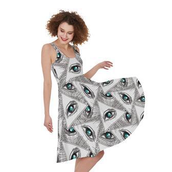 Illuminati Pattern Print Sleeveless Knee Length Dress | Newhawaiianshirts