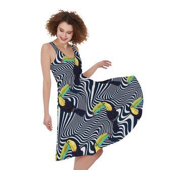 Illusion Toucan Print Sleeveless Knee Length Dress | Newhawaiianshirts DE