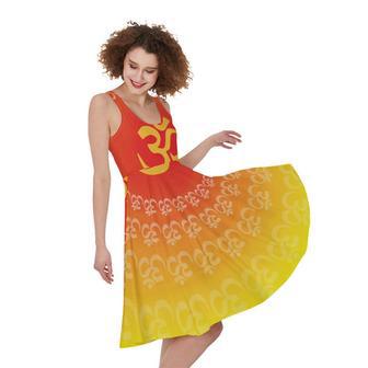 Indian Om Sign Print Sleeveless Knee Length Dress | Newhawaiianshirts AU