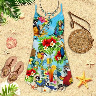 It's 5 O'clock Somewhere Parrots Cocktails Spaghetti Strap Summer Dress | Newhawaiianshirts AU