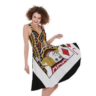 Jack Of Diamonds Playing Card Print Sleeveless Knee Length Dress | Newhawaiianshirts